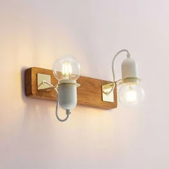 Lucande Lampade Becky Applique Da Parete Quercia/Bianco/Ottone - Lucande - Acquista Qui -Vendite lampada a muro 42519117136714
