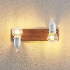 Lucande Lampade Becky Applique Da Parete Quercia/Bianco/Ottone - Lucande - Acquista Qui -Vendite lampada a muro 42519117136715