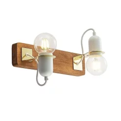 Lucande Lampade Becky Applique Da Parete Quercia/Bianco/Ottone - Lucande - Acquista Qui