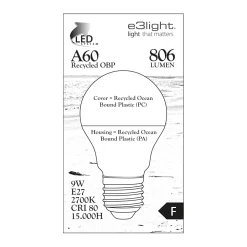 Lampadina LED 9W (806lm) Recycled Ocean Bound Plastic E27 - E3light - Acquista Qui -Vendite lampada a muro 5707823605362 2